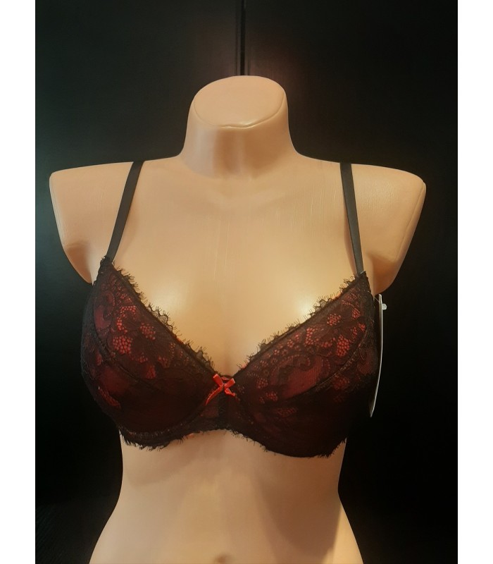 Biustonosz push up Elmar 63 Czarno-czerwony