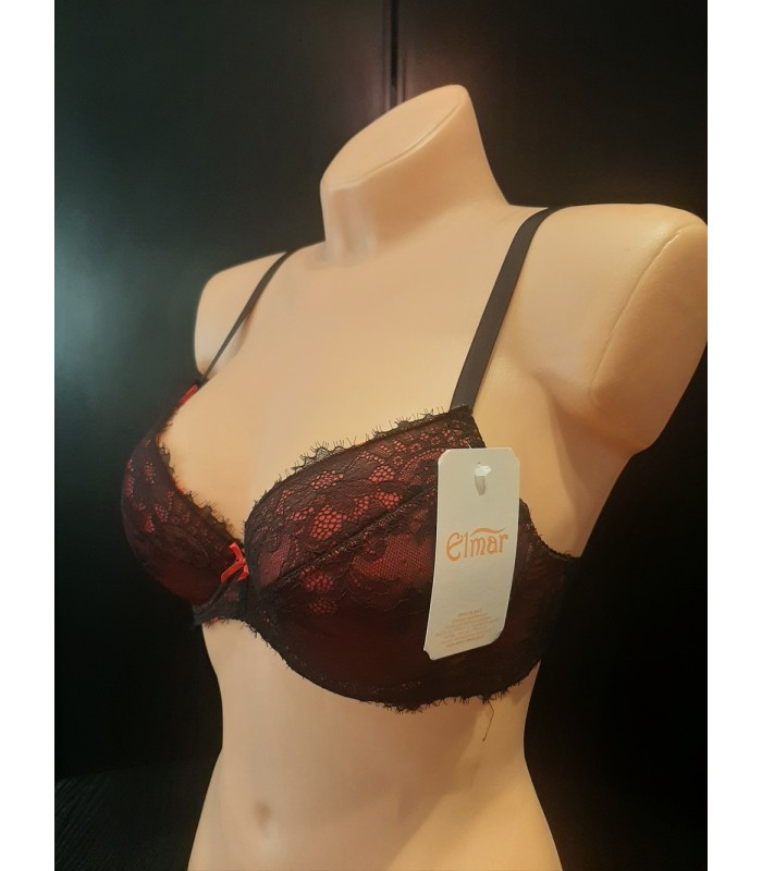Biustonosz push up Elmar 63 Czarno-czerwony