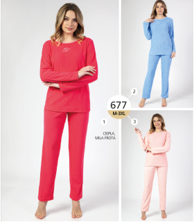 Piżama damska Regina 677 Niebieska Frotte